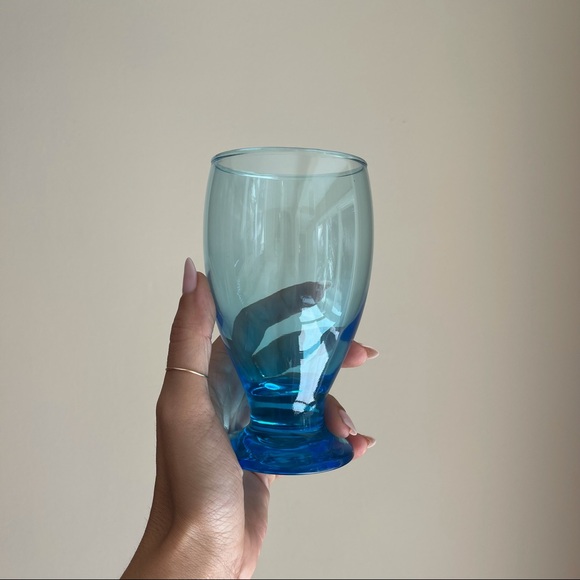 SOLD-Set of 4 Footed Teardrop Cobalt Drinking Glasses - Picture 4 of 6